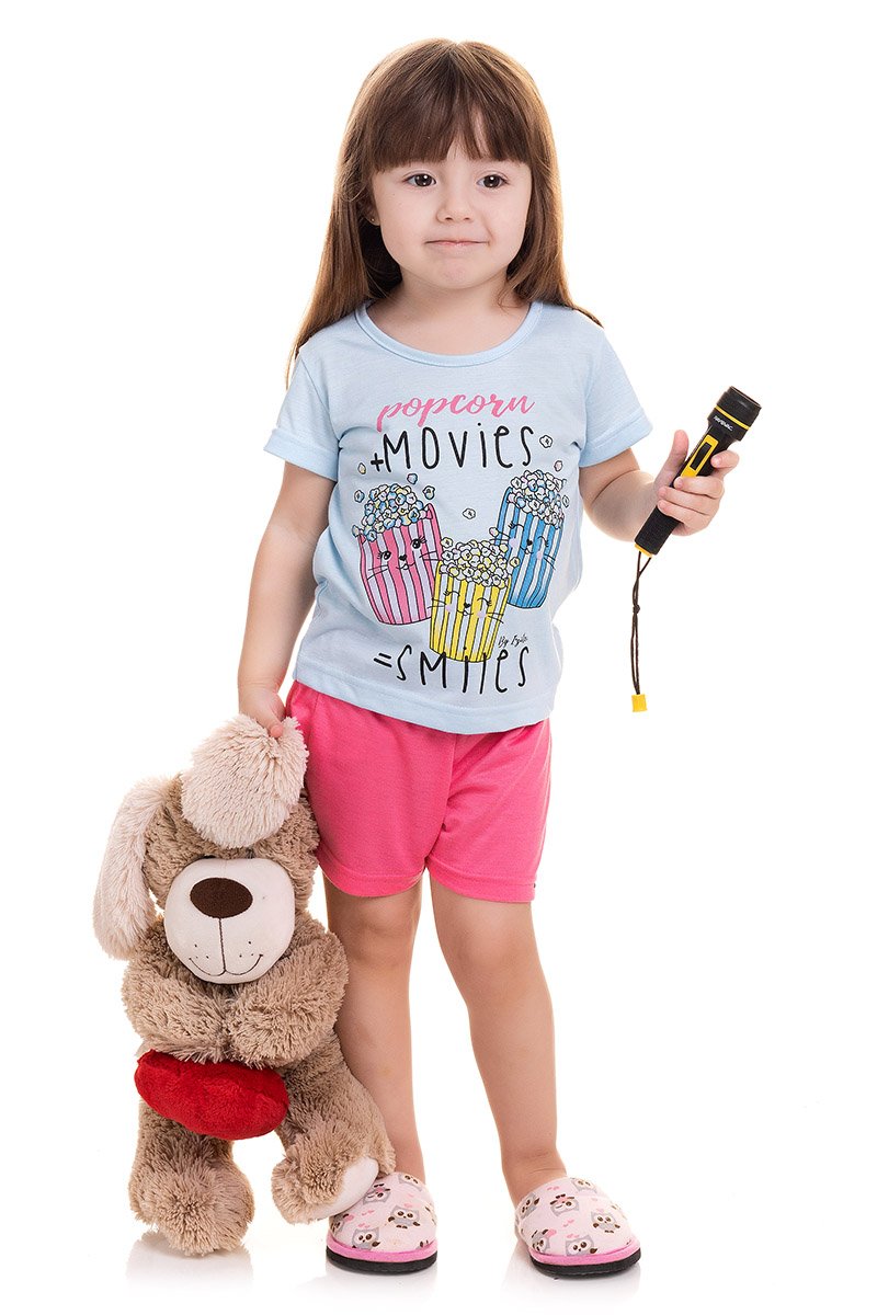 pijama infantil feminino pipoca rosa e azul iz6493 4