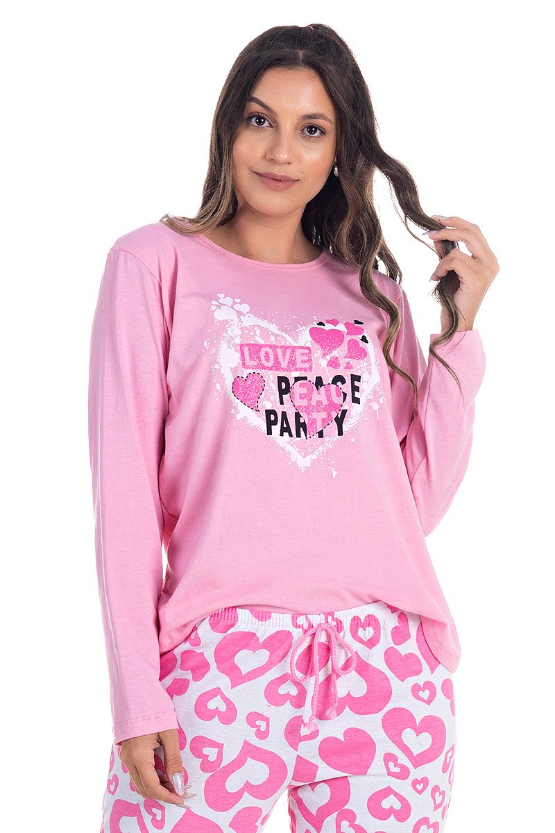 pijama feminino love coracao rosa toy274 31 1