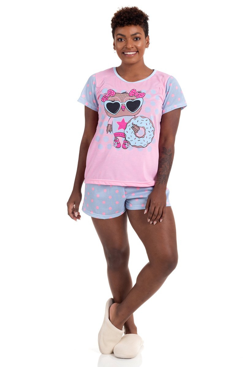 pijama feminino coruja donuts rosa jc186 23 2