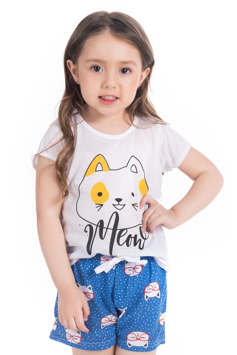 pijama infantil feminino gato branco dn1953 6 1