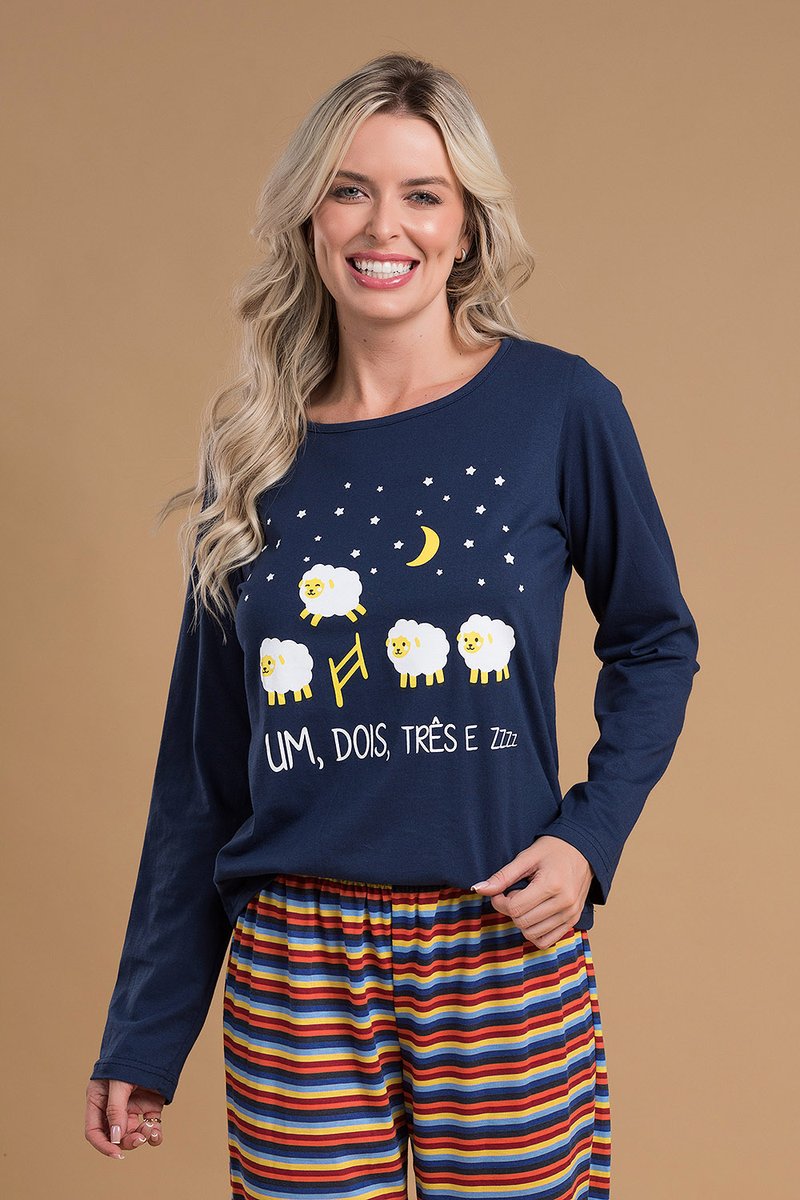 pijama feminino ovelha estrela marinho sg05 1