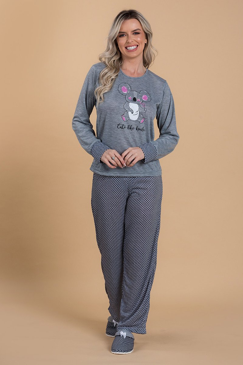 pijama feminino coala mescla dn3055 3 5