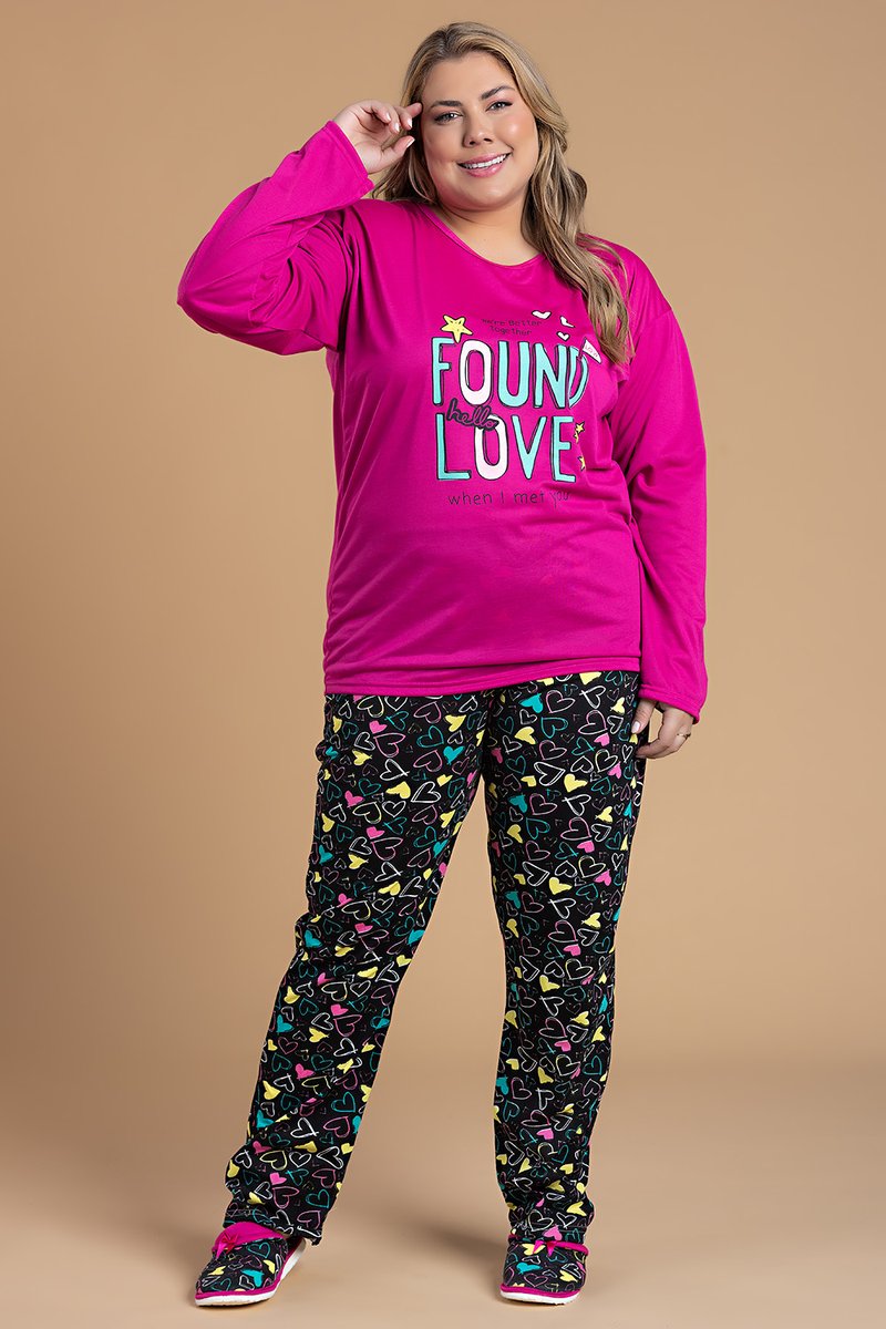 pijama feminino plus size found love pink jc11 30 3