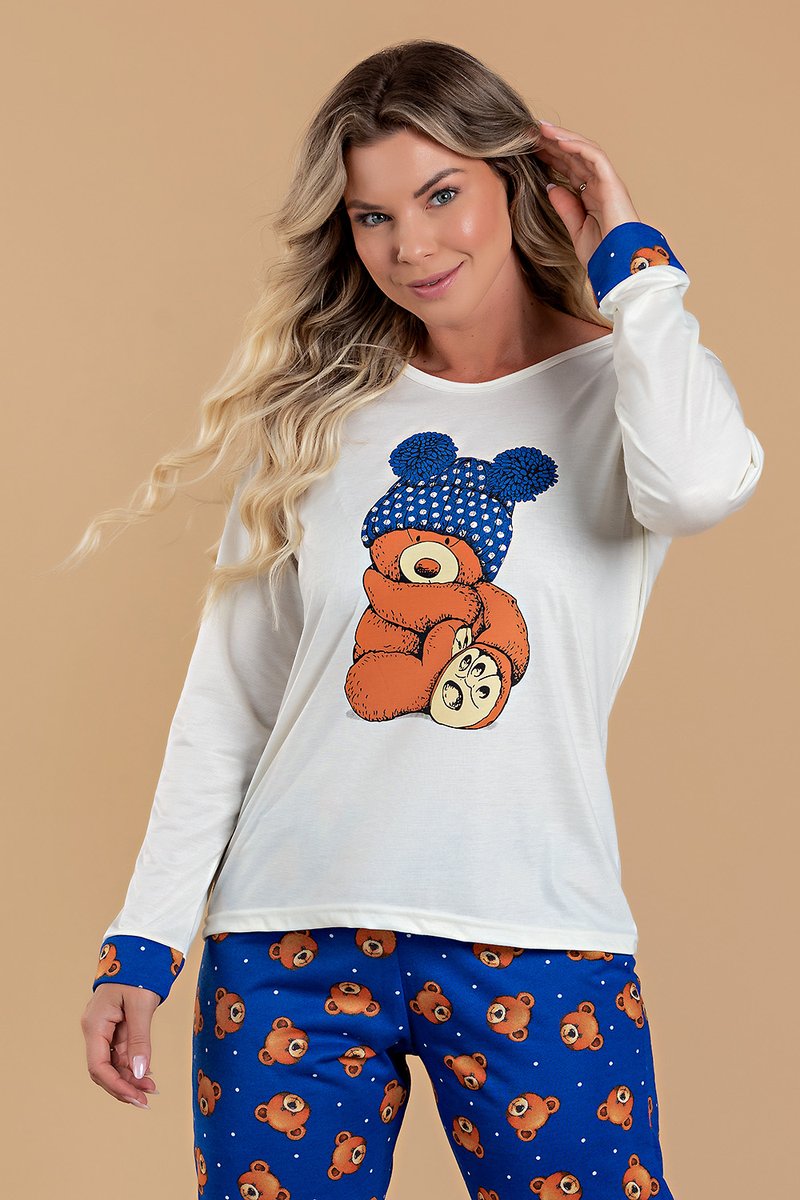 pijama feminino urso com gorro jc07 25 6